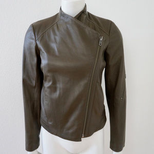 HELMUT LANG OLIVE GREEN BUTTER SOFT LEATHER JACKET